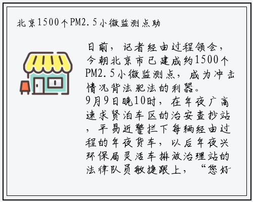 北京1500个PM2.5小微监测点助力环境执法_新万博ManBetX入口